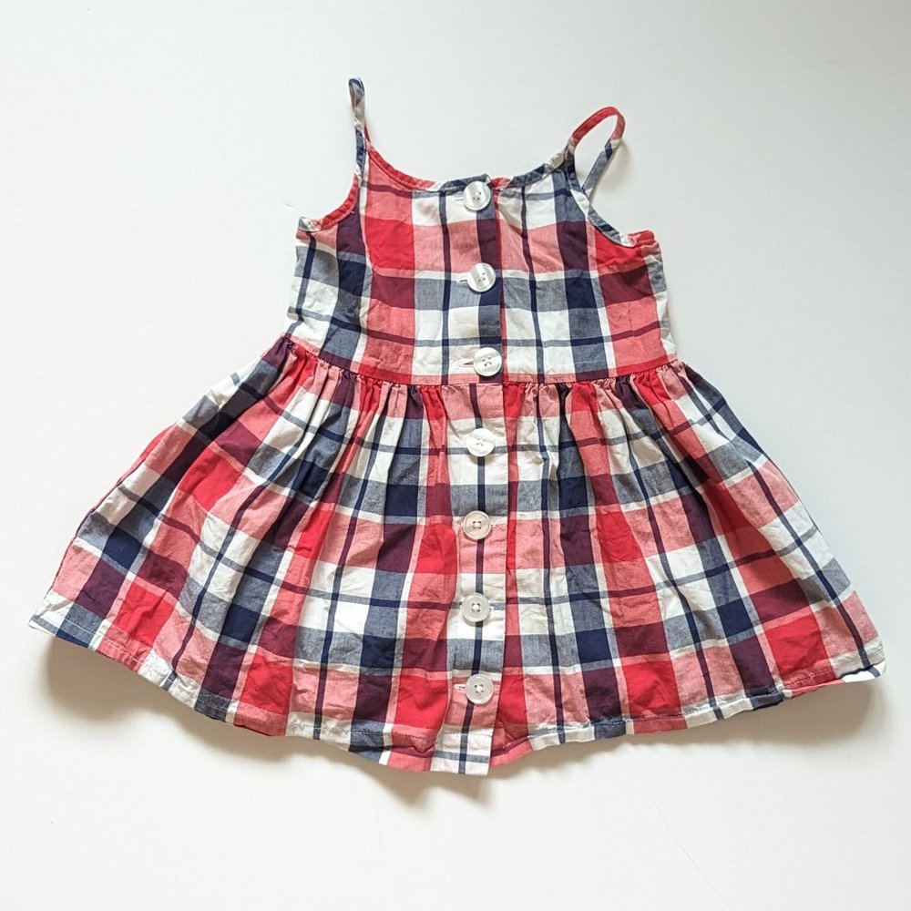 BabyGap dress plaid red white blue button-down 18-24 m